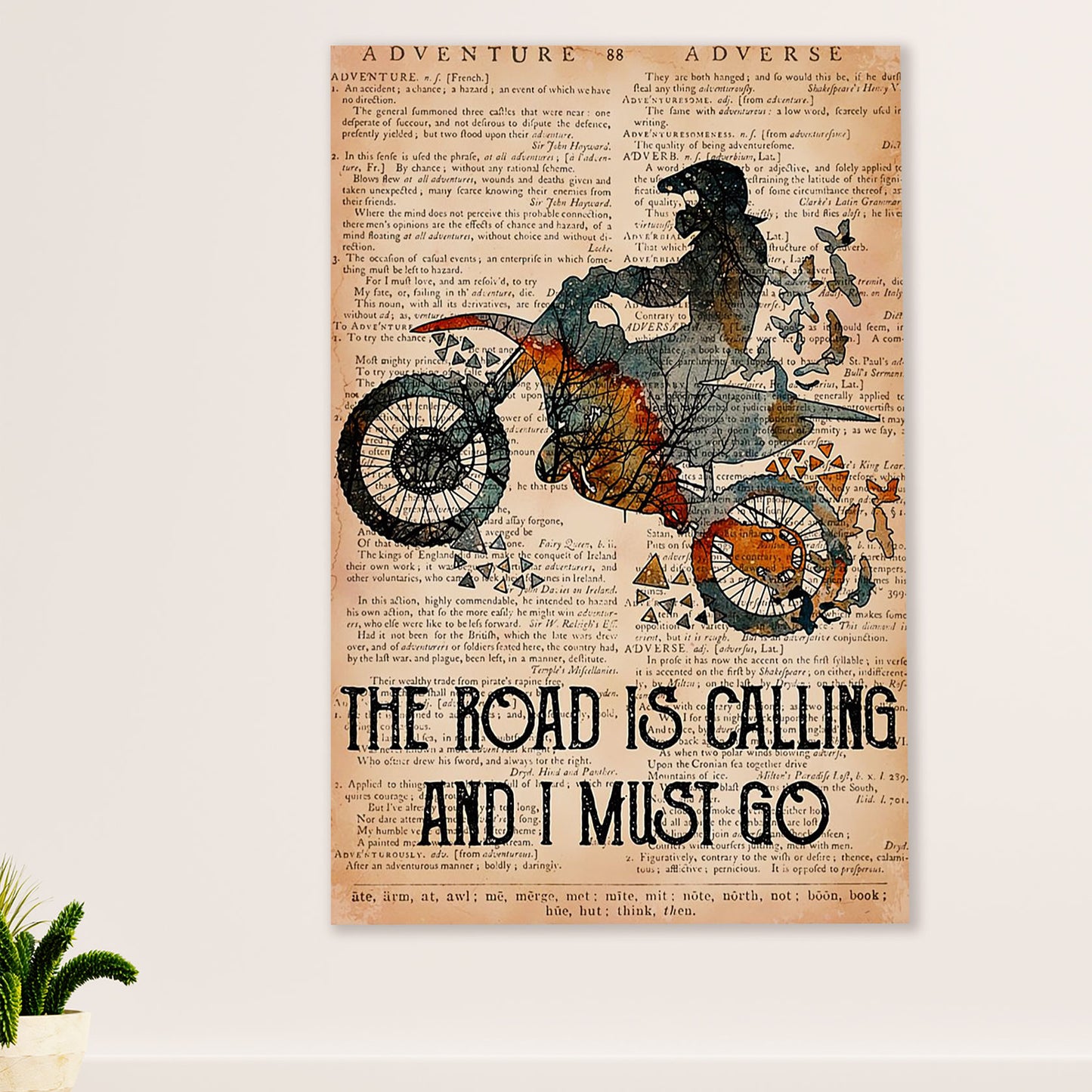 Metal Motorcycle Poster Wall Art Prints | Road Is Calling | Home Decor Gift for Biker