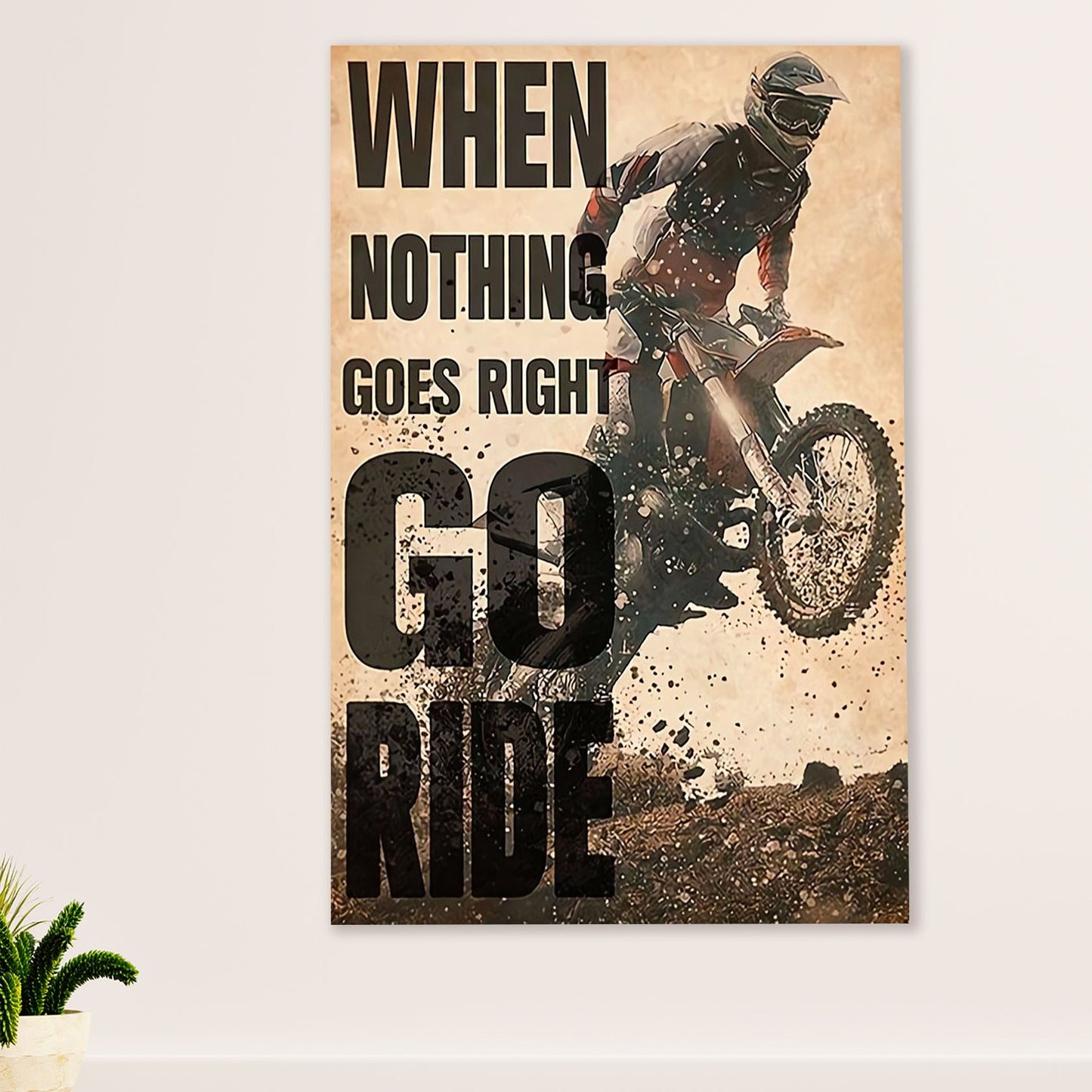 Metal Motorcycle Poster Wall Art Prints | Go Ride | Home Decor Gift for Biker