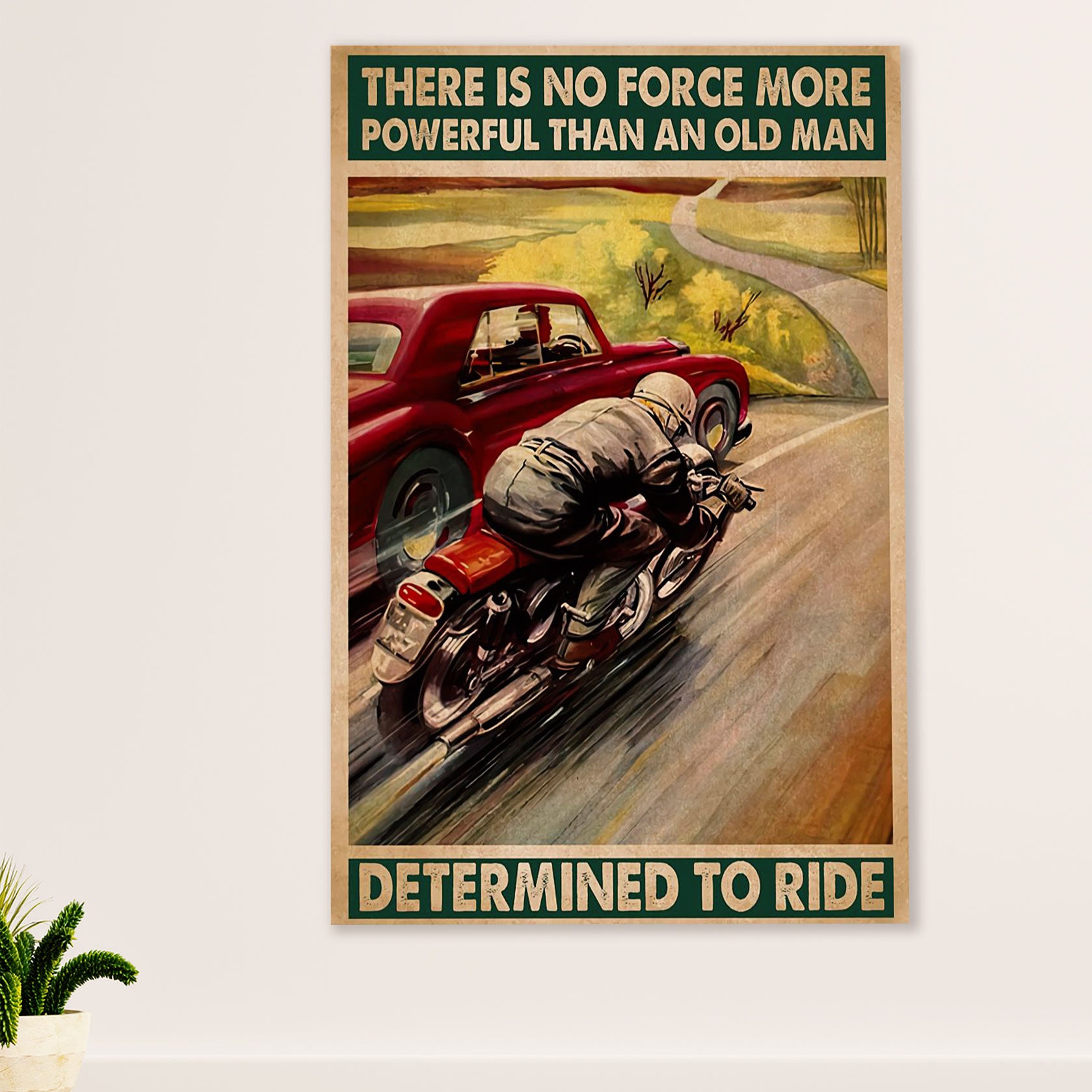 Metal Motorcycle Poster Wall Art Prints | Old Man Rides | Home Decor Gift for Biker