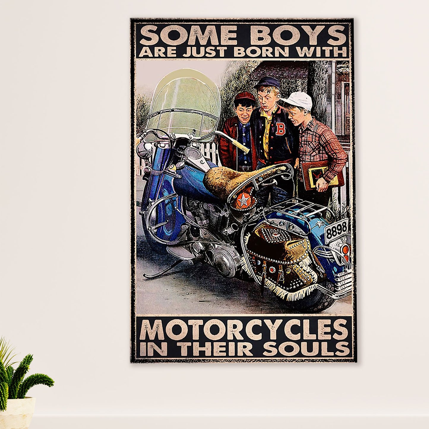 Metal Motorcycle Poster Wall Art Prints | Some Boys Born With | Home Decor Gift for Biker
