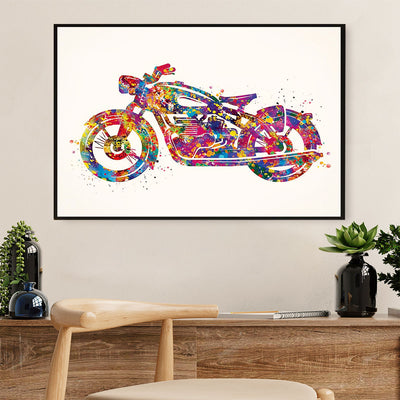 Metal Motorcycle Poster Wall Art Prints | Colorful Motorcycle | Home Decor Gift for Biker