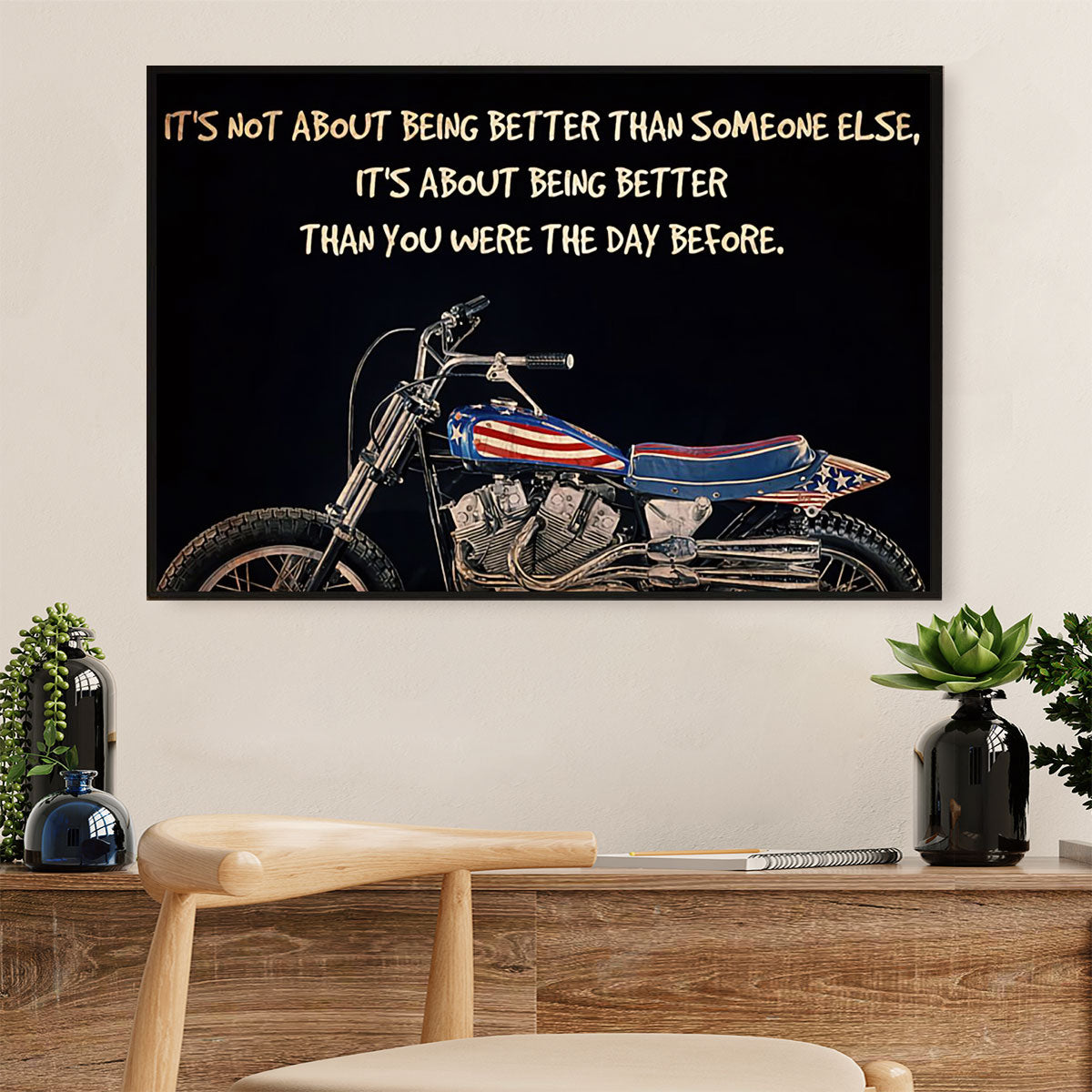 Metal Motorcycle Poster Wall Art Prints | Better than The Day Before | Home Decor Gift for Biker