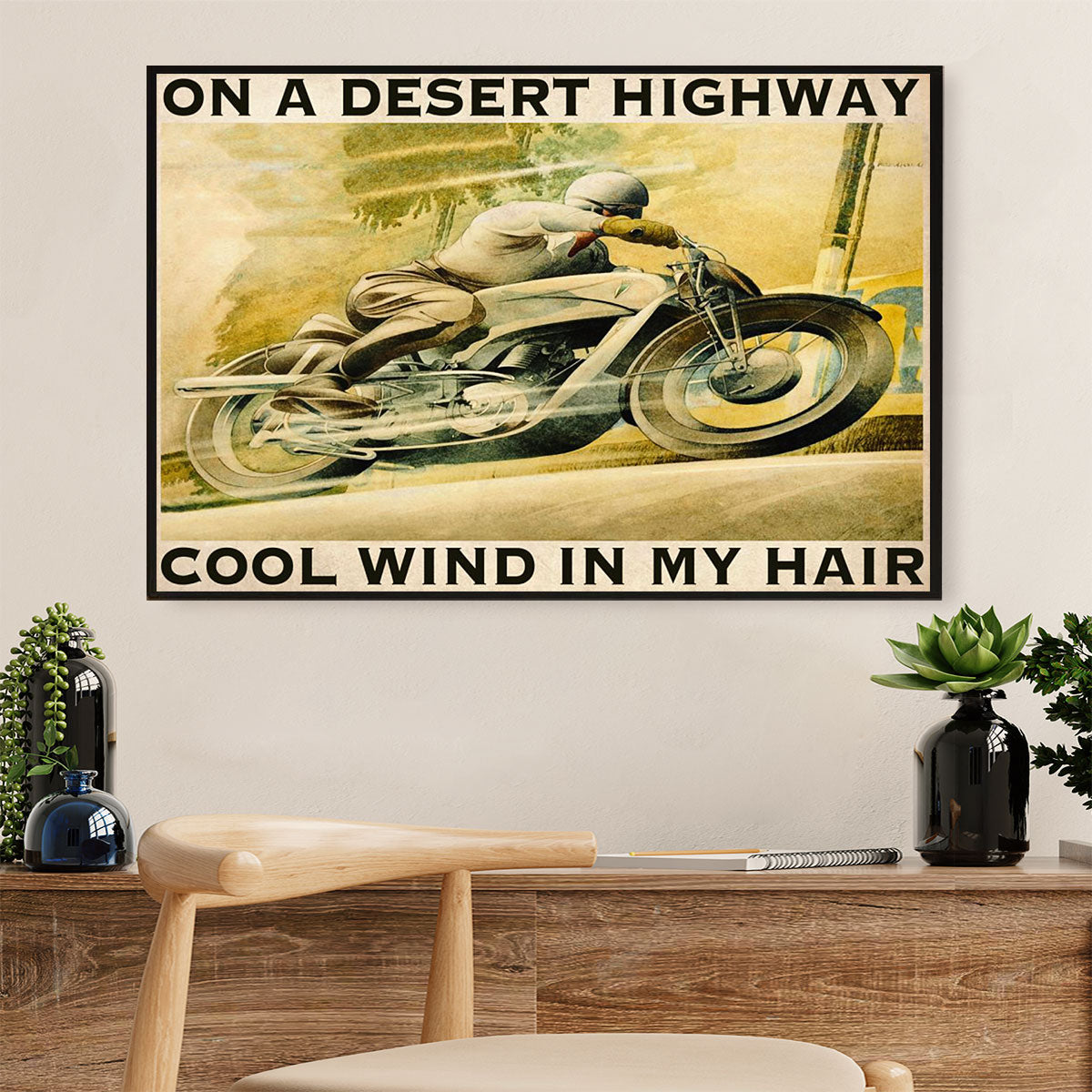 Metal Motorcycle Poster Wall Art Prints | Cool Wind In My Hair | Home Decor Gift for Biker