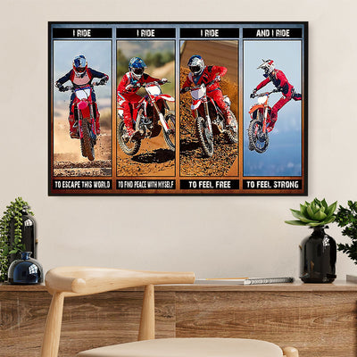 Metal Motorcycle Poster Wall Art Prints | I Ride | Home Decor Gift for Biker