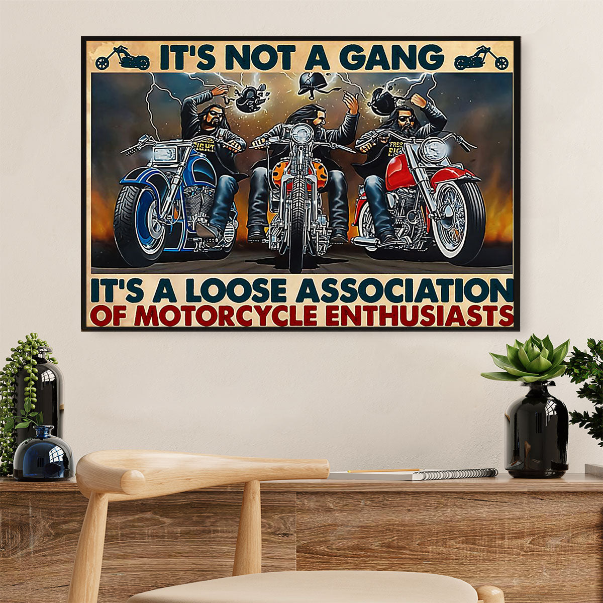 Metal Motorcycle Poster Wall Art Prints | Motorcycle Gang | Home Decor Gift for Biker