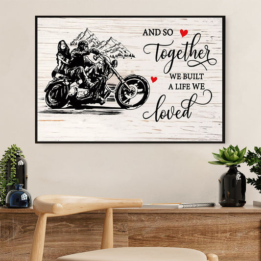 Metal Motorcycle Poster Wall Art Prints | Couple Rider | Home Decor Gift for Biker