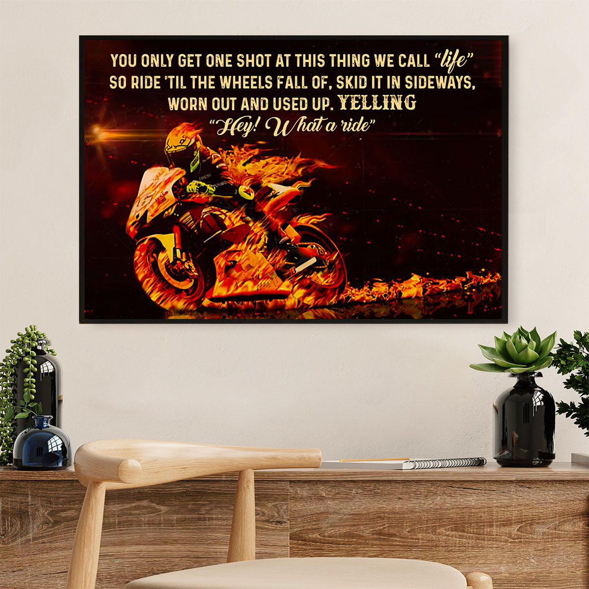 Metal Motorcycle Poster Wall Art Prints | What A Ride | Home Decor Gift for Biker