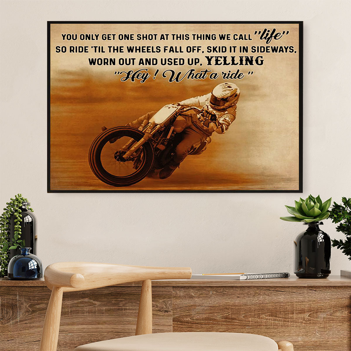 Metal Motorcycle Poster Wall Art Prints | What A Ride | Home Decor Gift for Biker