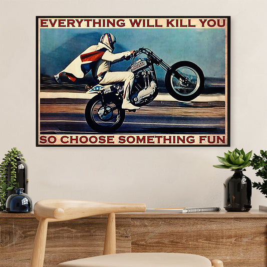 Metal Motorcycle Poster Wall Art Prints | Choose Something Fun | Home Decor Gift for Biker