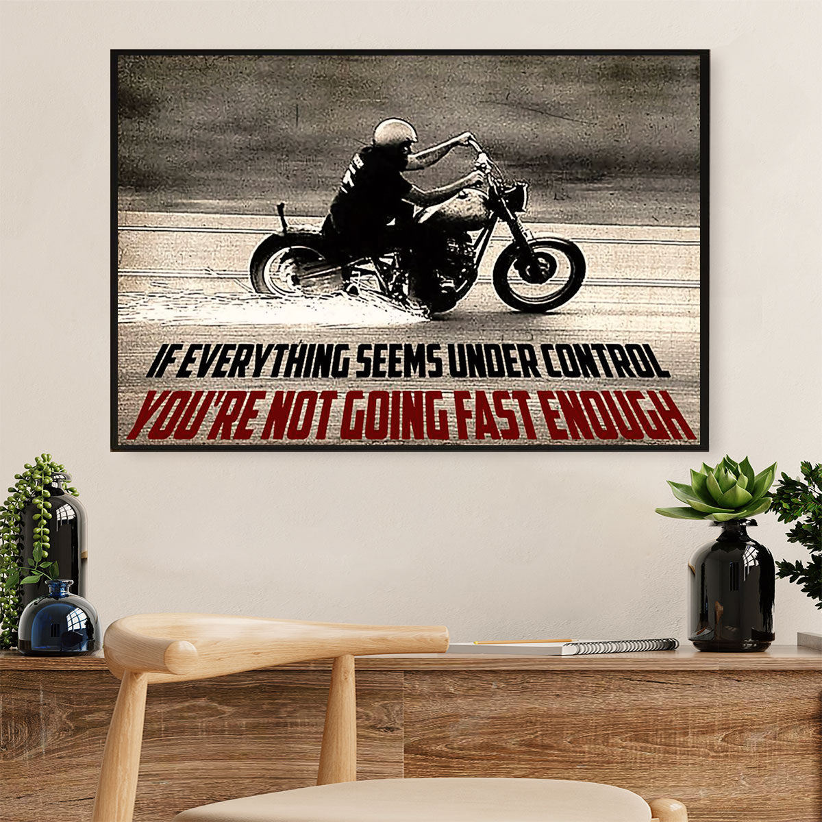 Metal Motorcycle Poster Wall Art Prints | Not Fast Enough | Home Decor Gift for Biker