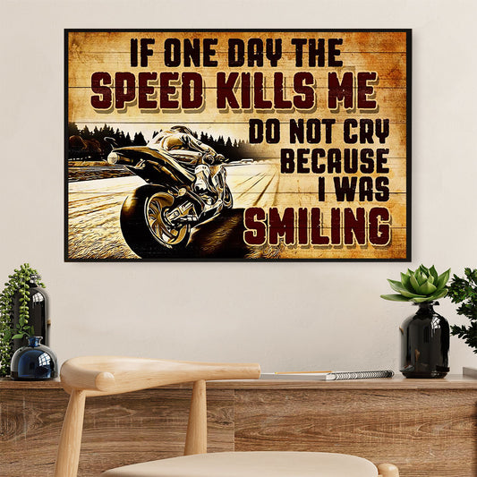 Metal Motorcycle Poster Wall Art Prints | I Was Smiling | Home Decor Gift for Biker