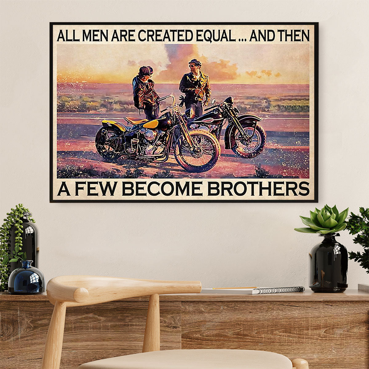 Metal Motorcycle Poster Wall Art Prints | Brothers Biker | Home Decor Gift for Biker