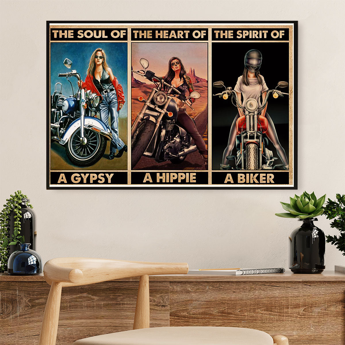 Metal Motorcycle Poster Wall Art Prints | Soul of Gypsy | Home Decor Gift for Biker
