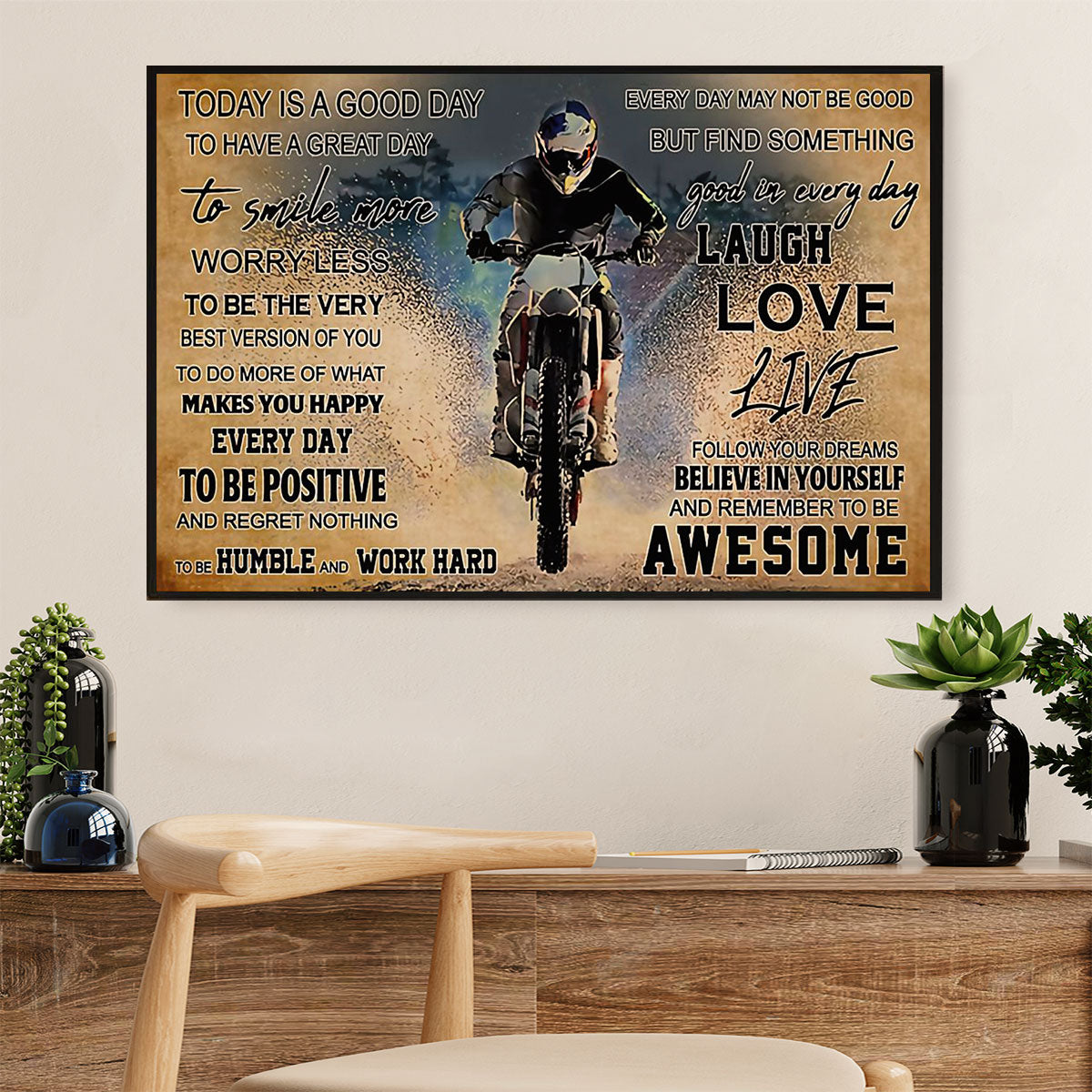 Metal Motorcycle Poster Wall Art Prints | Awesome Rider | Home Decor Gift for Biker