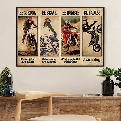 Metal Motorcycle Poster Wall Art Prints | Humble Badass Rider | Home Decor Gift for Biker