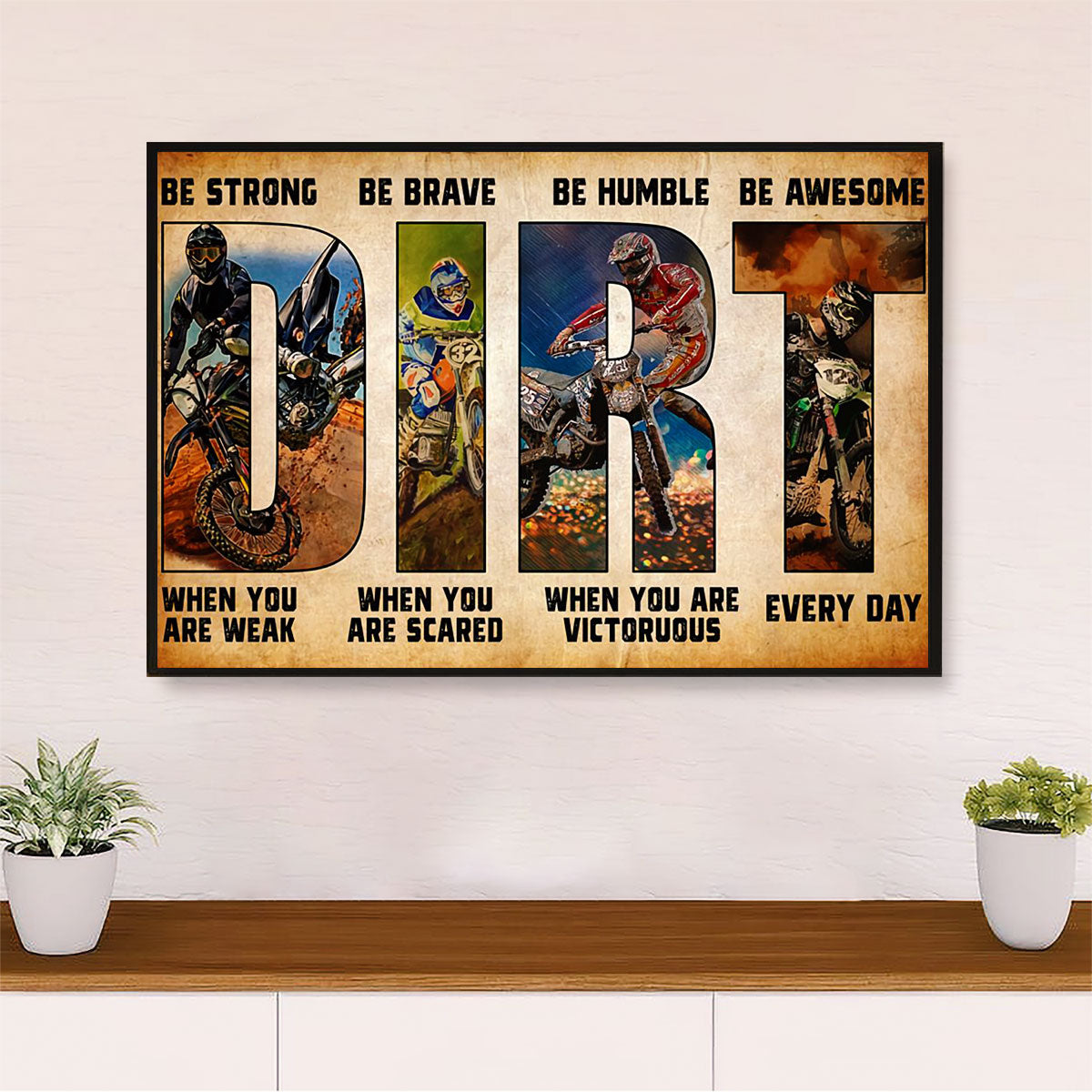 Metal Motorcycle Poster Wall Art Prints | Humble Badass Rider | Home Decor Gift for Biker