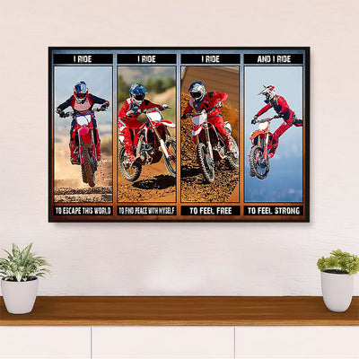 Metal Motorcycle Poster Wall Art Prints | I Ride | Home Decor Gift for Biker