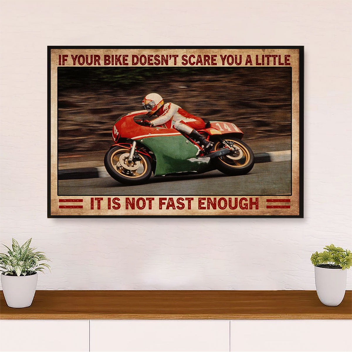 Metal Motorcycle Poster Wall Art Prints | Not Fast Enough | Home Decor Gift for Biker