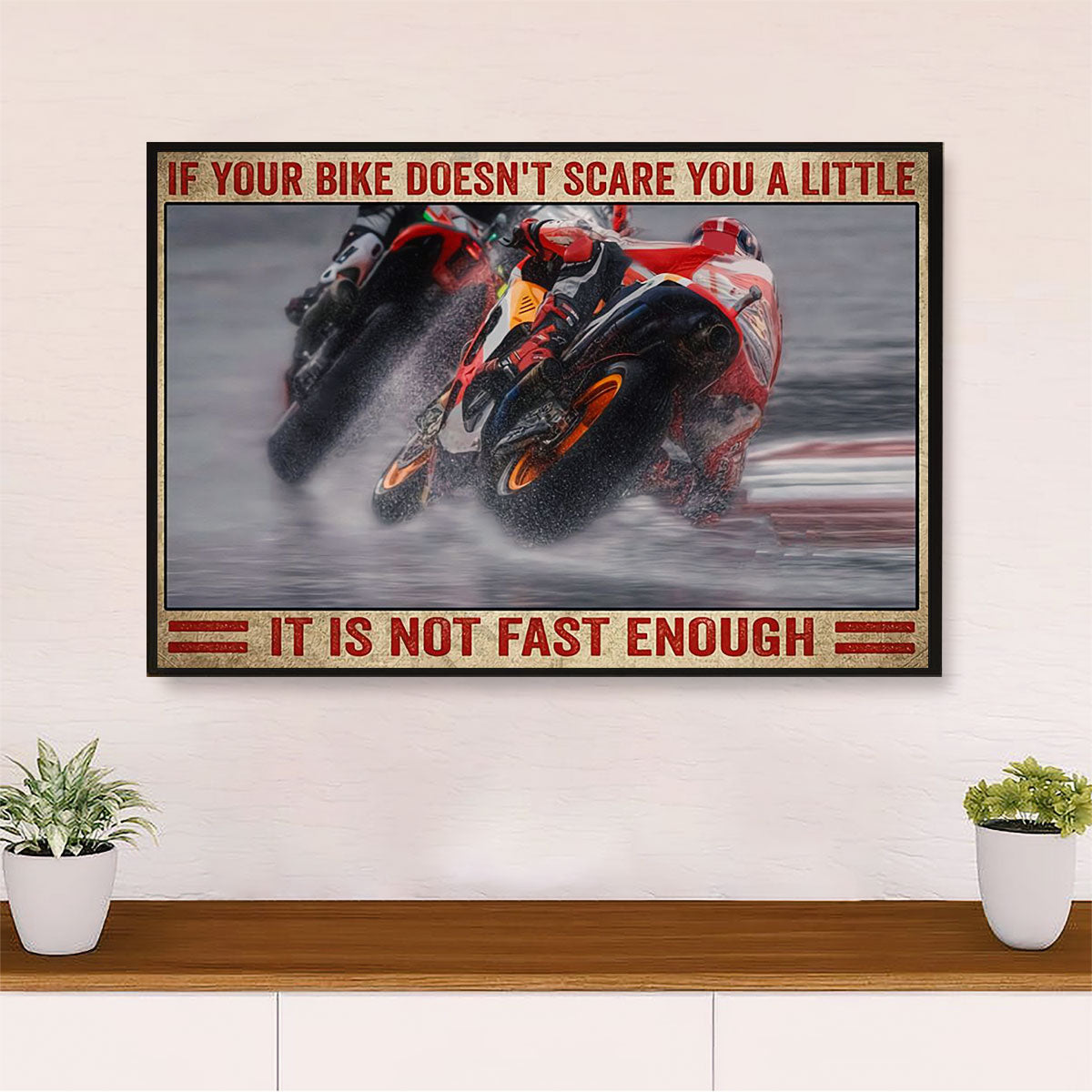 Metal Motorcycle Poster Wall Art Prints | Not Fast Enough | Home Decor Gift for Biker