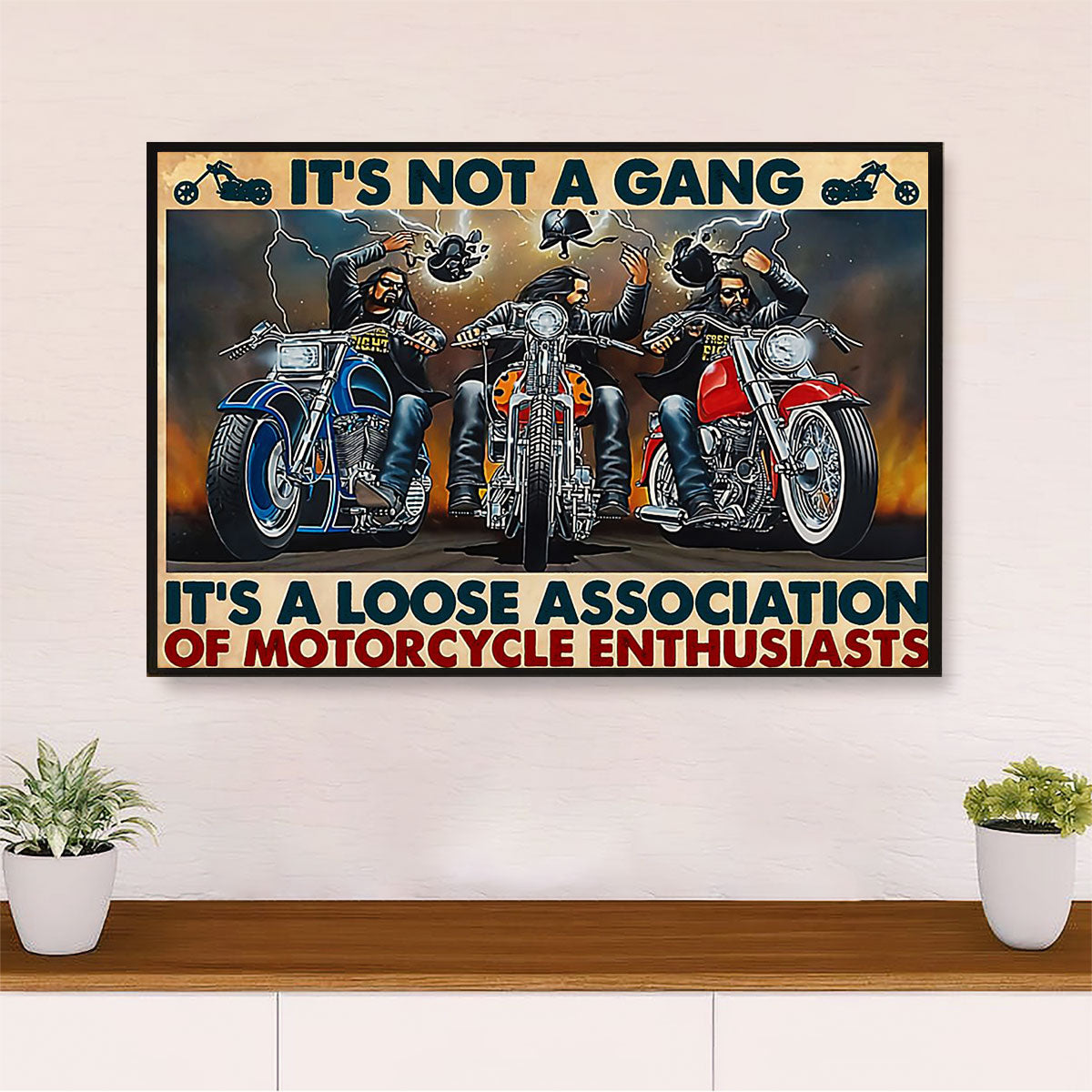 Metal Motorcycle Poster Wall Art Prints | Motorcycle Gang | Home Decor Gift for Biker