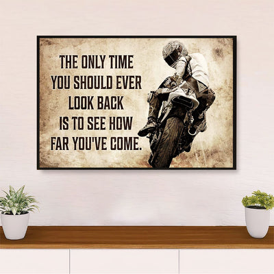 Metal Motorcycle Poster Wall Art Prints | How Far You've Come | Home Decor Gift for Biker