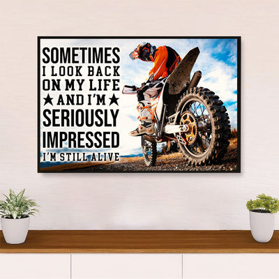 Metal Motorcycle Poster Wall Art Prints | I Am Still Alive | Home Decor Gift for Biker