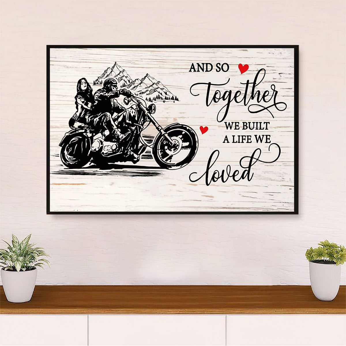 Metal Motorcycle Poster Wall Art Prints | Couple Rider | Home Decor Gift for Biker