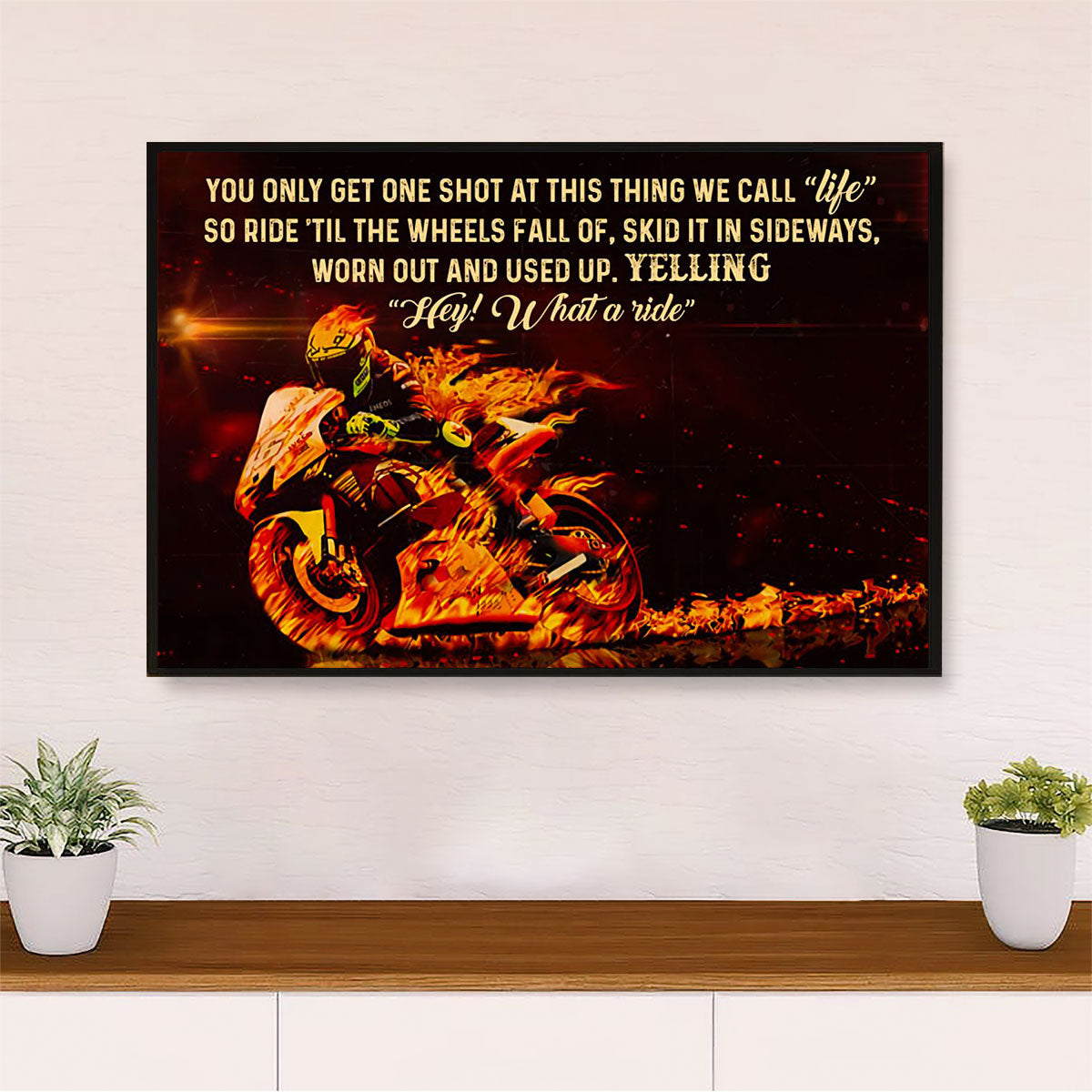 Metal Motorcycle Poster Wall Art Prints | What A Ride | Home Decor Gift for Biker