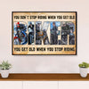 Metal Motorcycle Poster Wall Art Prints | Get Old When Stop | Home Decor Gift for Biker