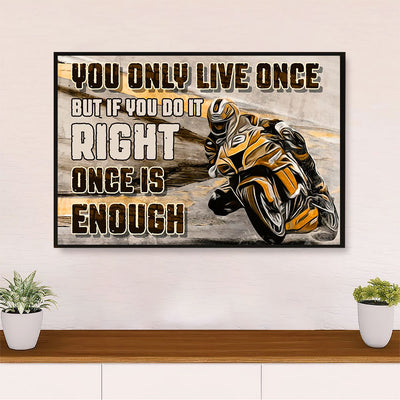 Metal Motorcycle Poster Wall Art Prints | You Only Live Once | Home Decor Gift for Biker