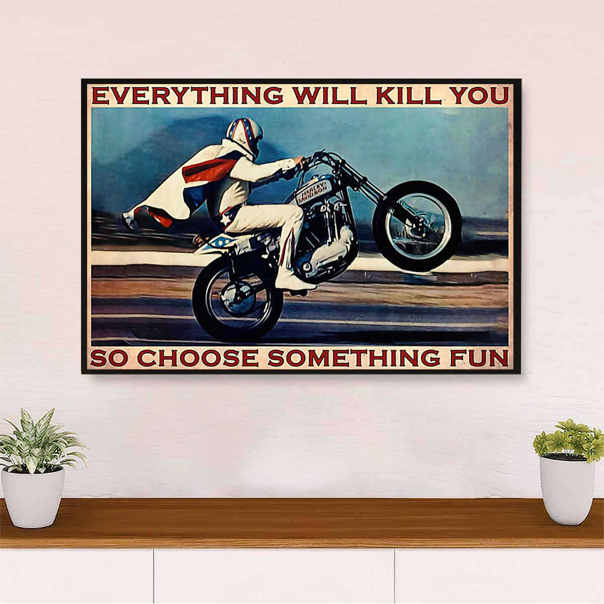 Metal Motorcycle Poster Wall Art Prints | Choose Something Fun | Home Decor Gift for Biker