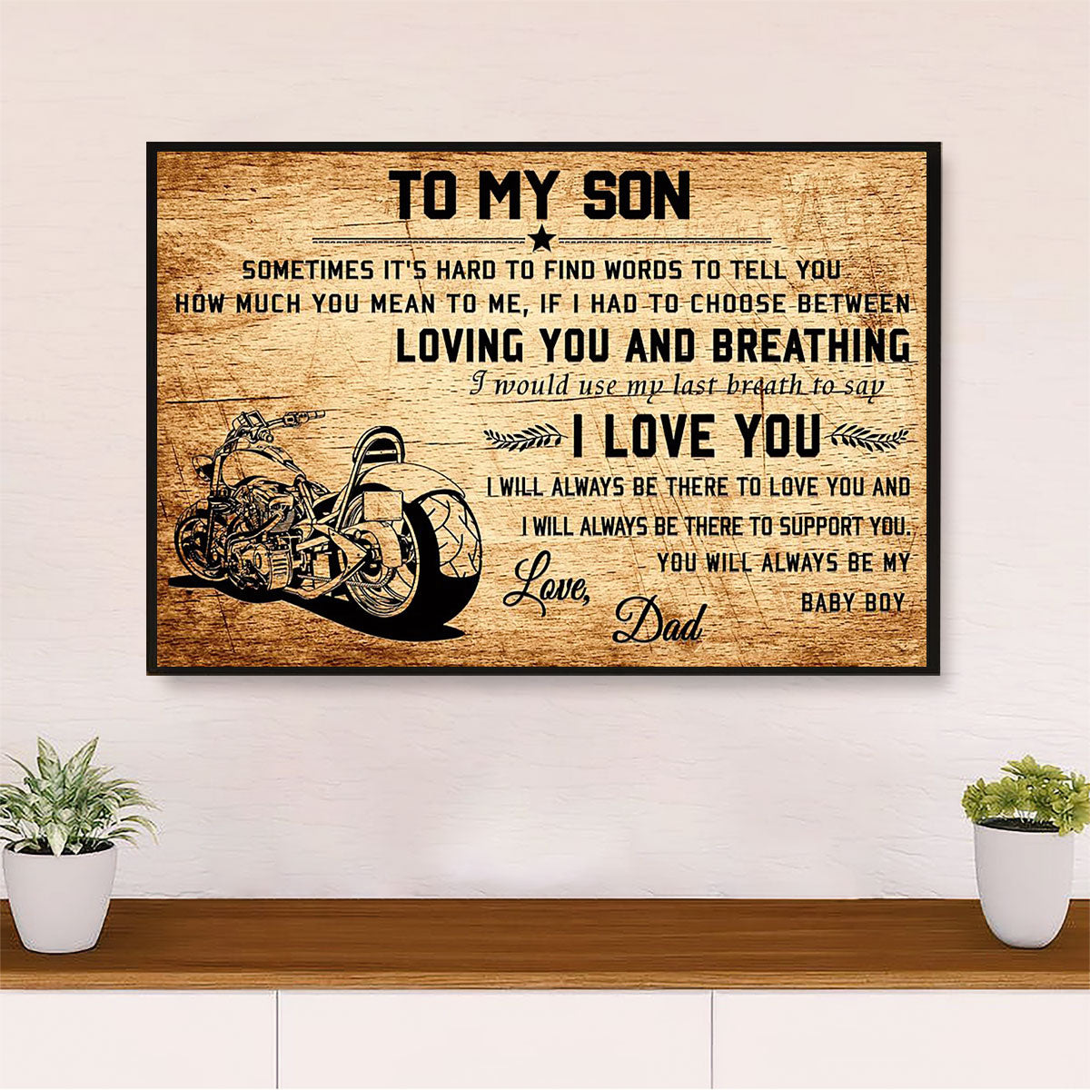 Metal Motorcycle Poster Wall Art Prints | Dad Biker to Son | Home Decor Gift for Biker