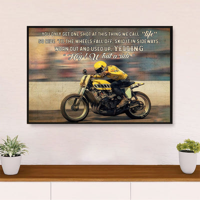 Metal Motorcycle Poster Wall Art Prints | What A Ride | Home Decor Gift for Biker