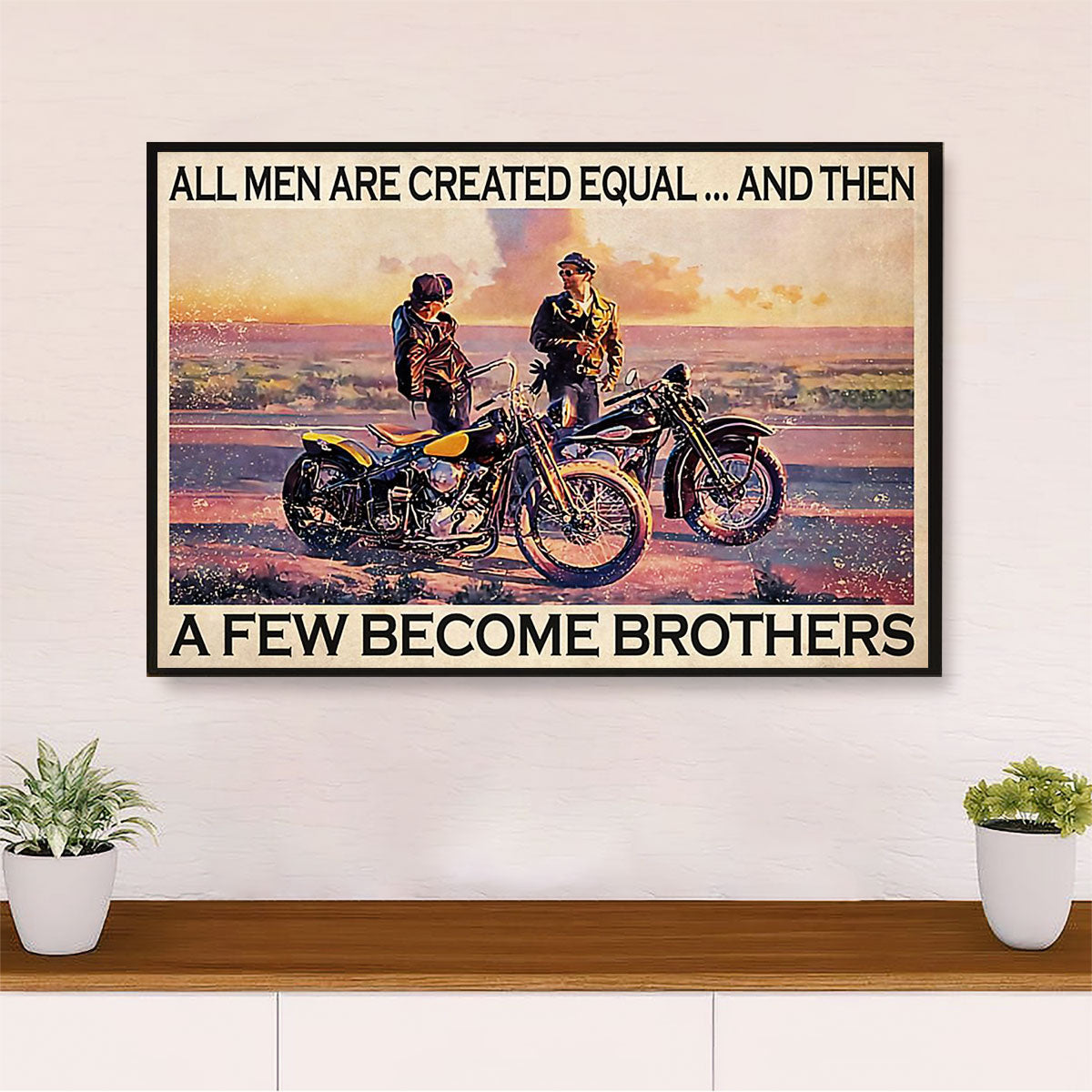 Metal Motorcycle Poster Wall Art Prints | Brothers Biker | Home Decor Gift for Biker