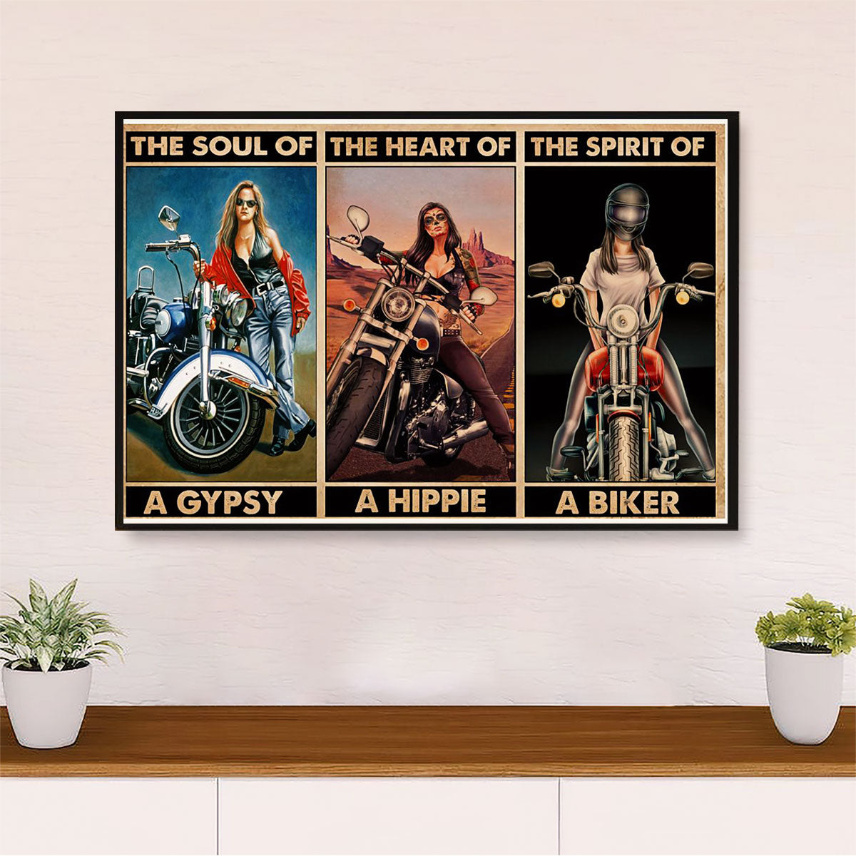 Metal Motorcycle Poster Wall Art Prints | Soul of Gypsy | Home Decor Gift for Biker
