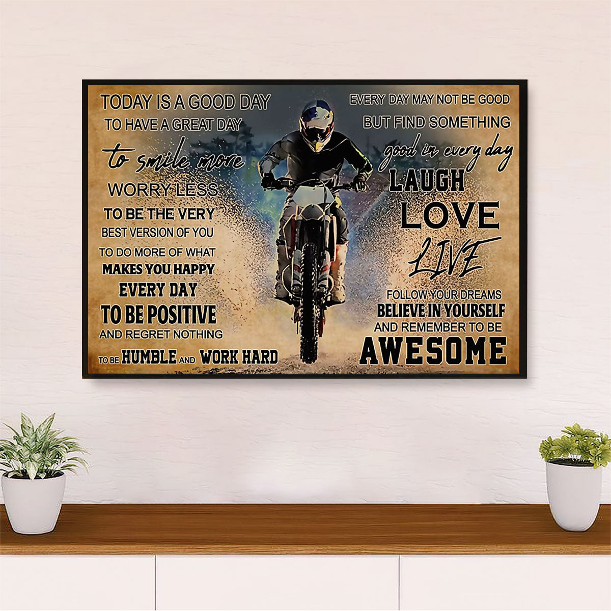 Metal Motorcycle Poster Wall Art Prints | Awesome Rider | Home Decor Gift for Biker