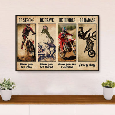 Metal Motorcycle Poster Wall Art Prints | Humble Badass Rider | Home Decor Gift for Biker