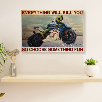 Metal Motorcycle Poster Wall Art Prints | Choose Something Fun | Home Decor Gift for Biker