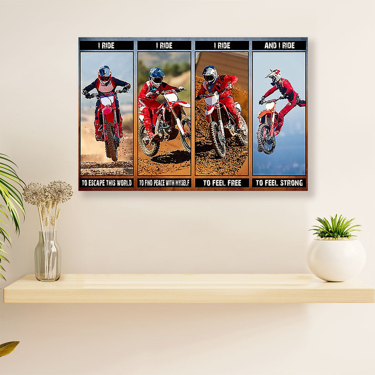 Metal Motorcycle Poster Wall Art Prints | I Ride | Home Decor Gift for Biker