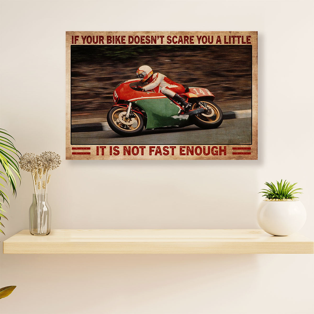 Metal Motorcycle Poster Wall Art Prints | Not Fast Enough | Home Decor Gift for Biker