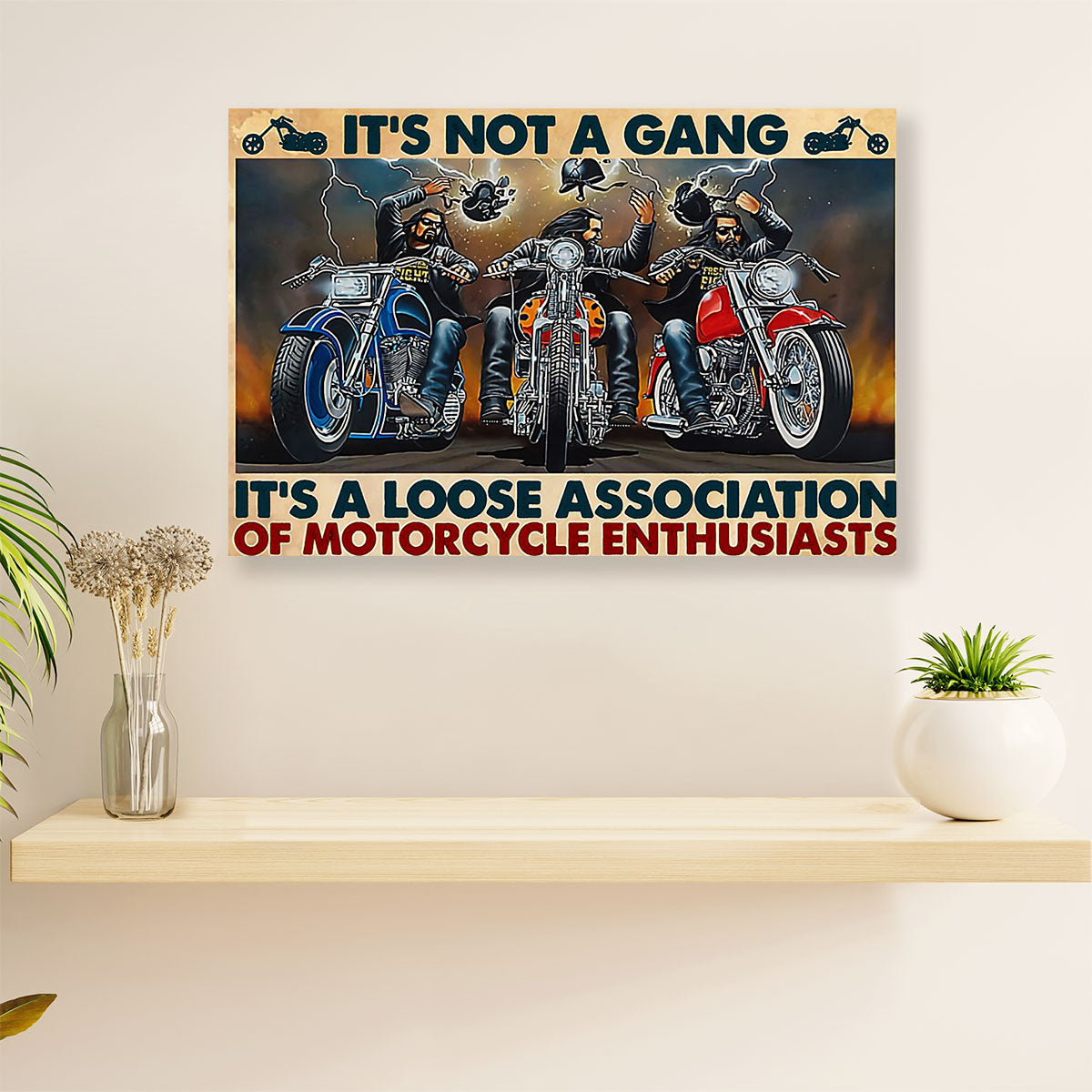Metal Motorcycle Poster Wall Art Prints | Motorcycle Gang | Home Decor Gift for Biker