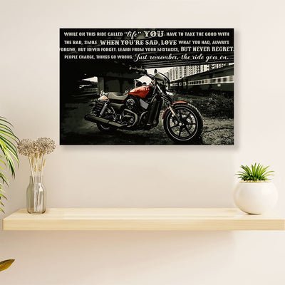 Metal Motorcycle Poster Wall Art Prints | Ride Goes On | Home Decor Gift for Biker