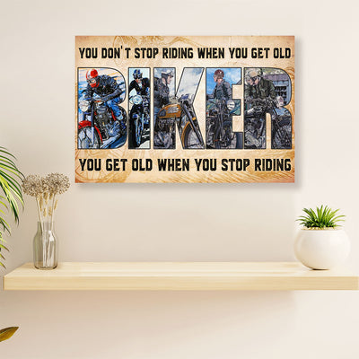 Metal Motorcycle Poster Wall Art Prints | Get Old When Stop | Home Decor Gift for Biker