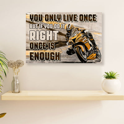 Metal Motorcycle Poster Wall Art Prints | You Only Live Once | Home Decor Gift for Biker