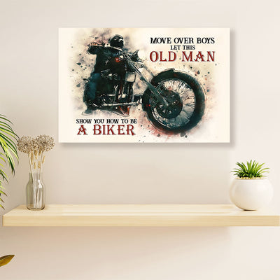 Metal Motorcycle Poster Wall Art Prints | Old Man Biker | Home Decor Gift for Biker