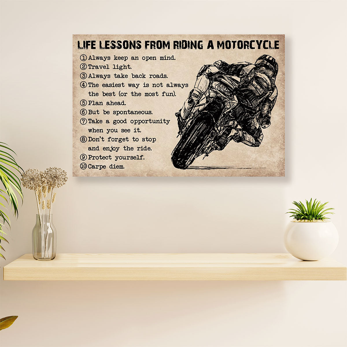 Metal Motorcycle Poster Wall Art Prints | Motorcycle Life Lessons | Home Decor Gift for Biker