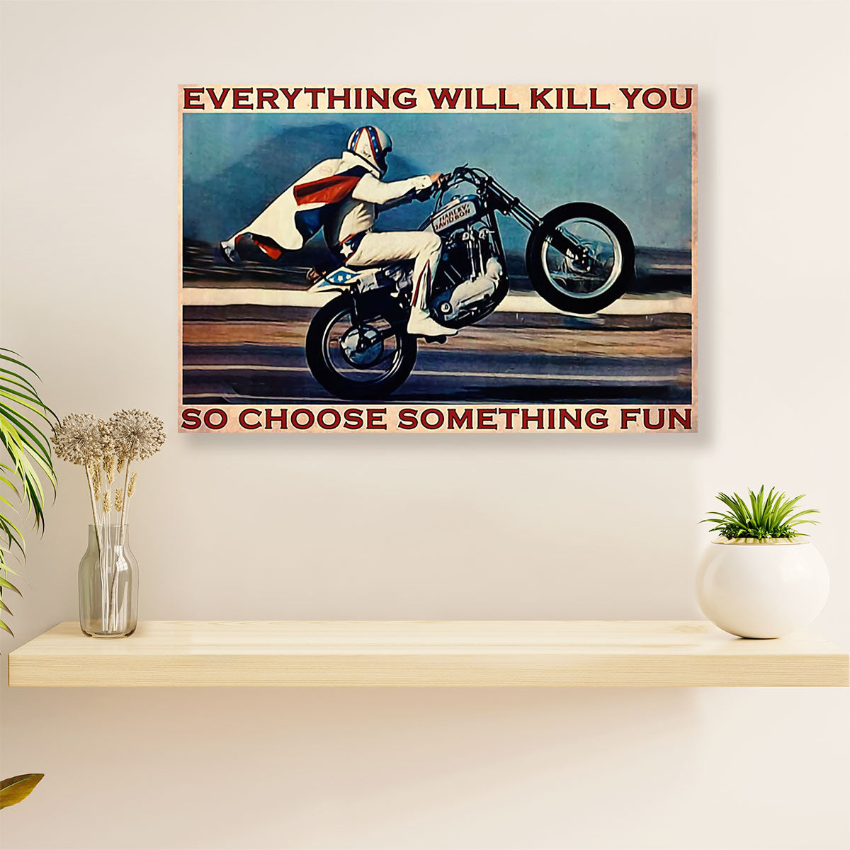 Metal Motorcycle Poster Wall Art Prints | Choose Something Fun | Home Decor Gift for Biker