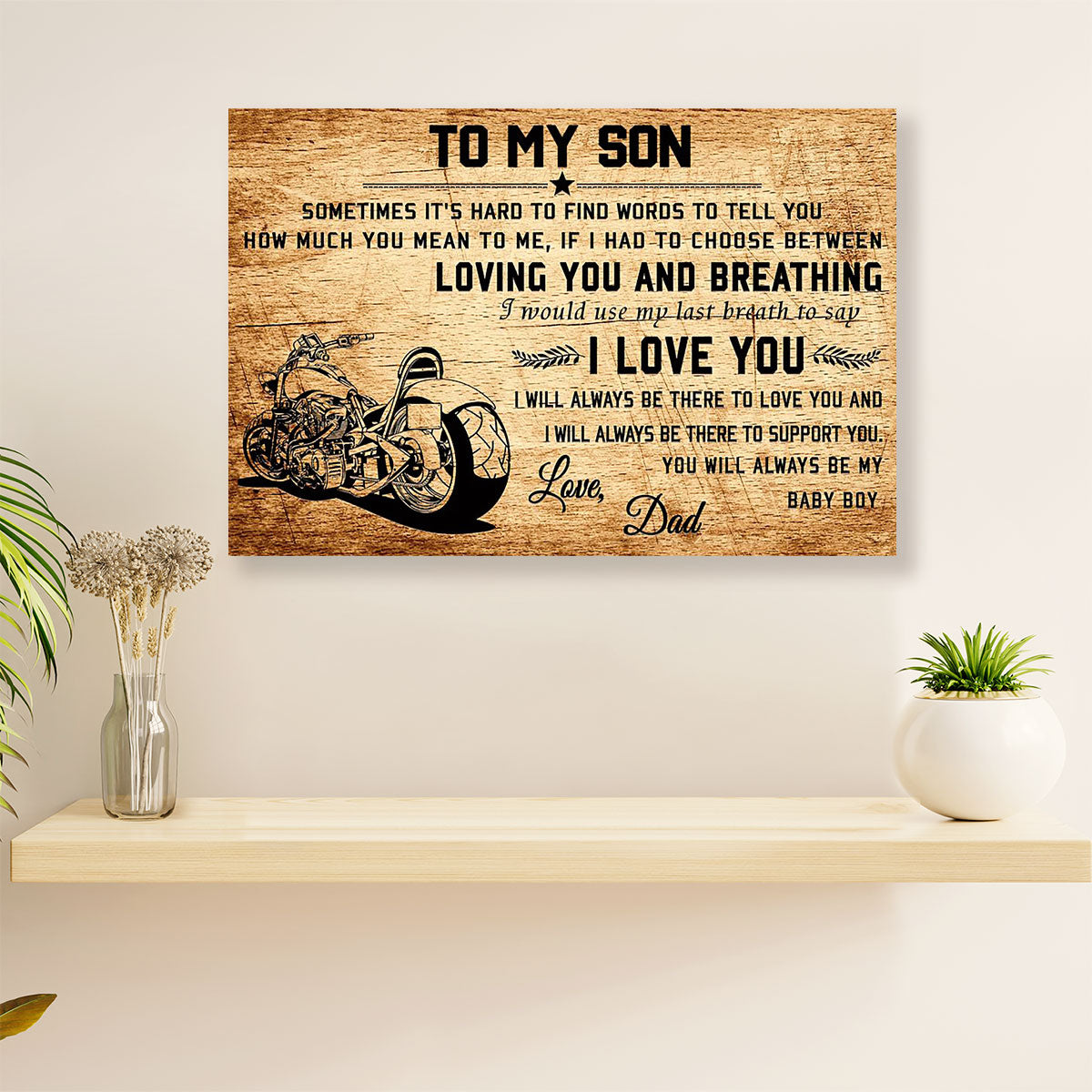 Metal Motorcycle Poster Wall Art Prints | Dad Biker to Son | Home Decor Gift for Biker