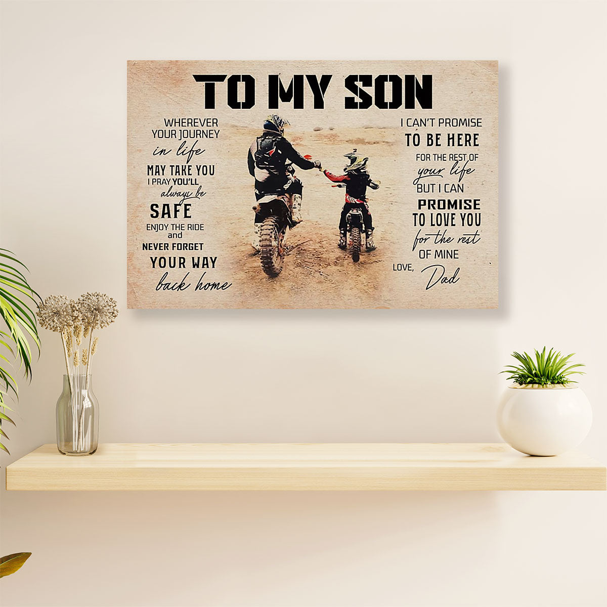 Metal Motorcycle Poster Wall Art Prints | Dad Biker to Son | Home Decor Gift for Biker