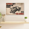 Metal Motorcycle Poster Wall Art Prints | Happiness is the Corner | Home Decor Gift for Biker